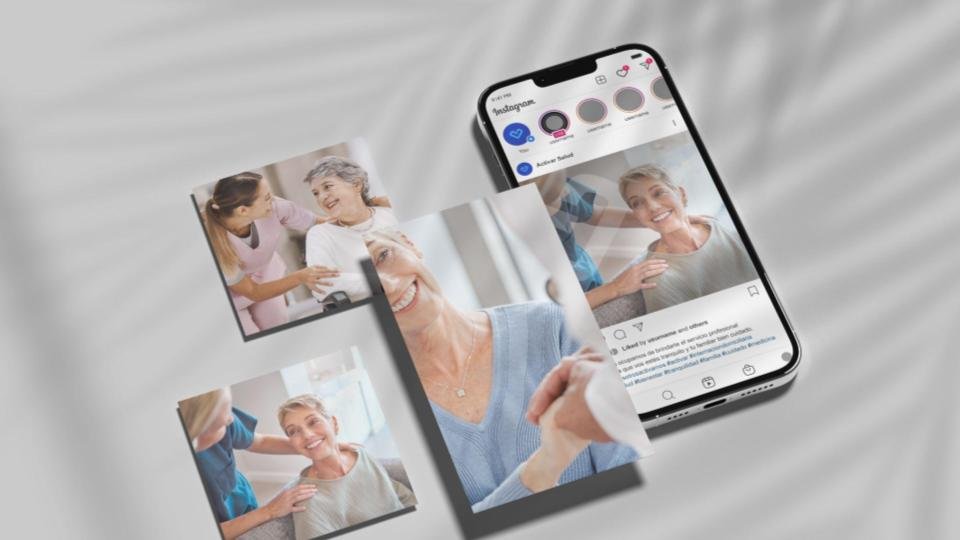 Mockup de la identidad de Activar Salud aplicada a Instagram